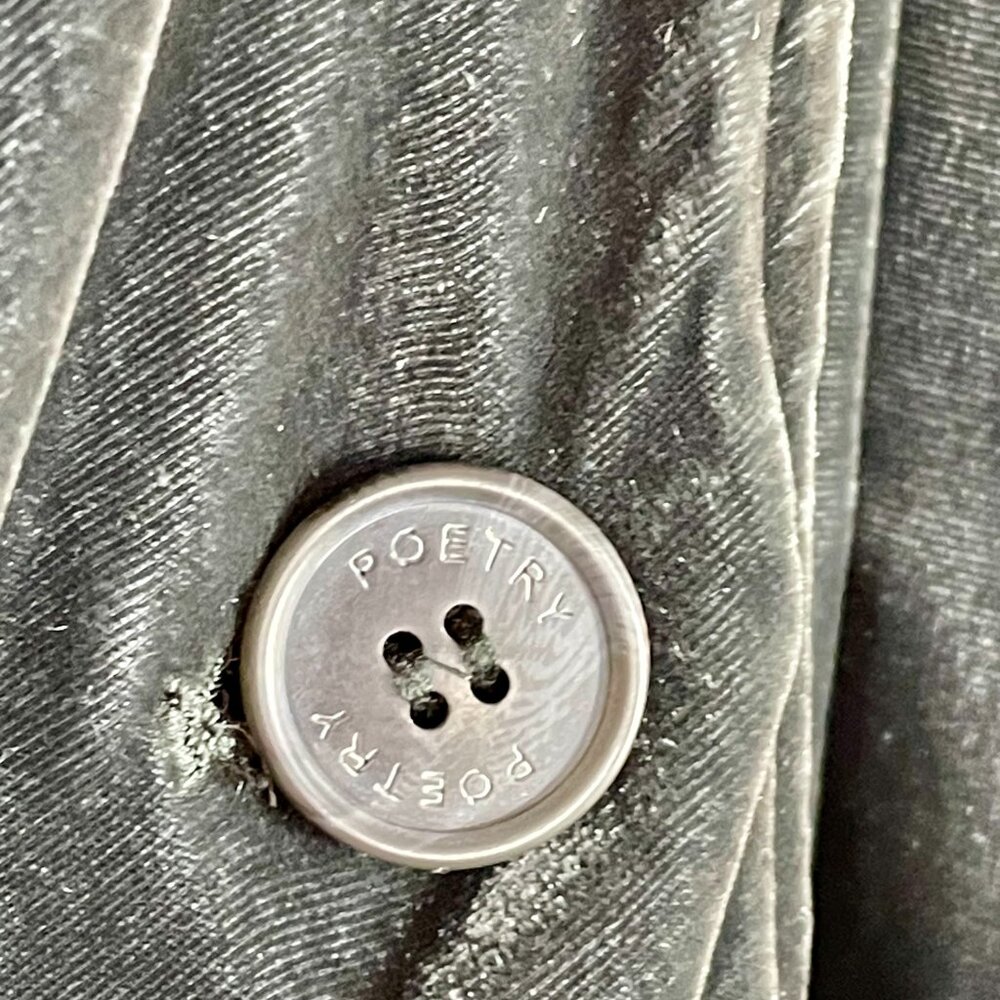 Poetry Silk Velvet Open Front Jacket Drape Collar Charcoal Gray Size 16 Luxury - Picture 6 of 12